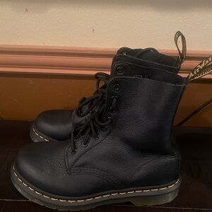 Black Leather Lace-Up Boots